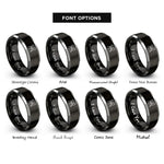 font options for inside engraving on black & gray back to back rings