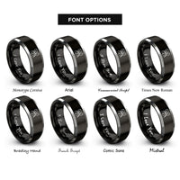 font options for inside engraving on black & gray back to back rings