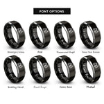 font options for inside engraving on black & gray backhoe rings