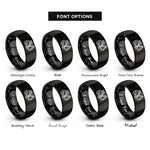 font options for inside engraving on black backhoe rings