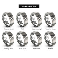 font options for inside engraving on gray backhoe rings