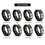 font options for inside engraving on black & grey backpack rings