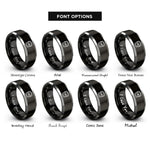 font options for inside engraving on black & grey backpack rings