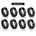 font options for inside engraving on black & gray backpack rings