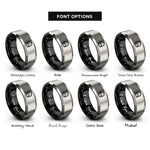 font options for inside engraving on black & gray backpack rings