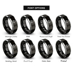 font options for inside engraving on black & silver backpack rings