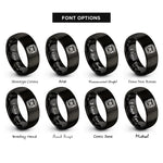 font options for inside engraving on black backpack rings