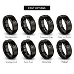 font options for inside engraving on black backpack rings