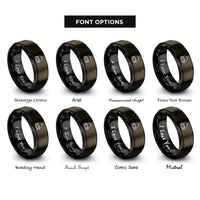 font options for inside engraving on gunmetal & black backpack rings