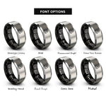 font options for inside engraving on black & silver backpack pack compass rings