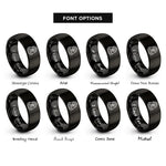 font options for inside engraving on black backpack pack compass rings