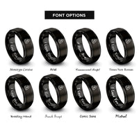 font options for inside engraving on black backpack pack compass rings