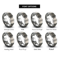 font options for inside engraving on grey backpack pack compass rings