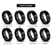 font options for inside engraving on black backpacker rings