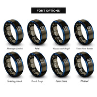 font options for inside engraving on gunmetal & blue backspace key rings