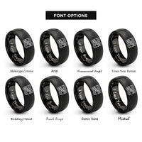 font options for inside engraving on black bacon strip repeat rings