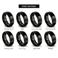 font options for inside engraving on black bacon strip repeat rings