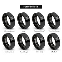 font options for inside engraving on black bacon strip repeat rings