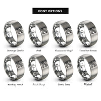 font options for inside engraving on grey bacon strip repeat rings