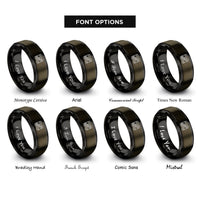 font options for inside engraving on gunmetal & black bacon strip repeat rings