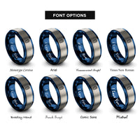 font options for inside engraving on blue & grey bacteria rings