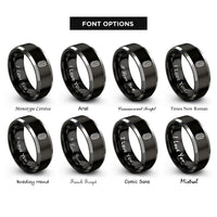 font options for inside engraving on black & silver bacteria icon rings