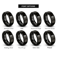 font options for inside engraving on black bacteria icon rings