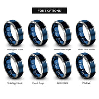 font options for inside engraving on blue & silver bacteriophage rings