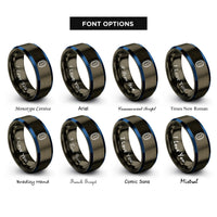 font options for inside engraving on gunmetal & blue bacterium rings