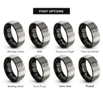 font options for inside engraving on black & gray badge carabiner rings