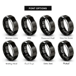 font options for inside engraving on black & gray badge carabiner rings