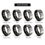 font options for inside engraving on black & gray badlands butte rings