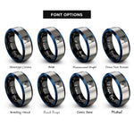 font options for inside engraving on black & blue & grey badminton net shuttlecock rings