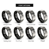 font options for inside engraving on black & gray badminton net shuttlecock rings