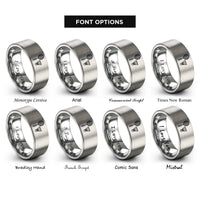 font options for inside engraving on silver badminton racquet shuttlecock rings