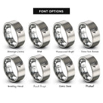 font options for inside engraving on grey badminton racquet shuttlecock rings