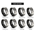 font options for inside engraving on black & gray badminton racquets rings