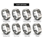 font options for inside engraving on grey badminton racquets rings