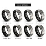 font options for inside engraving on black & silver bagel rings
