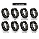 font options for inside engraving on black & silver bagel rings