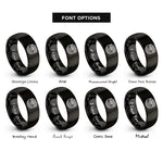 font options for inside engraving on black bagel lox rings