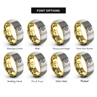font options for inside engraving on gold & gray bahamas rings