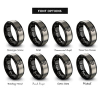 font options for inside engraving on black & gray baitcasting reel rings