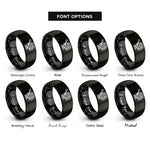 font options for inside engraving on black baitcasting reel rings