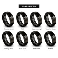 font options for inside engraving on black baitcasting reel rings