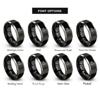 font options for inside engraving on black & silver baitcasting rod lure rings