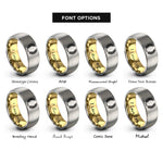 font options for inside engraving on gold & grey bakers wheat wreath rings
