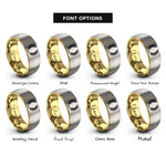 font options for inside engraving on gold & grey bakers wheat wreath rings
