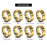 font options for inside engraving on gold & grey bakers wheat wreath rings
