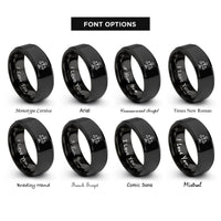 font options for inside engraving on black balance scale star rings